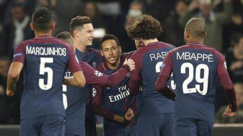 Neymar (centre)has scored 19 league goals in only 20 games, but has not played since cracking a metatarsal in his right foot against Marseille on Feb. 25. (Photo: AP)