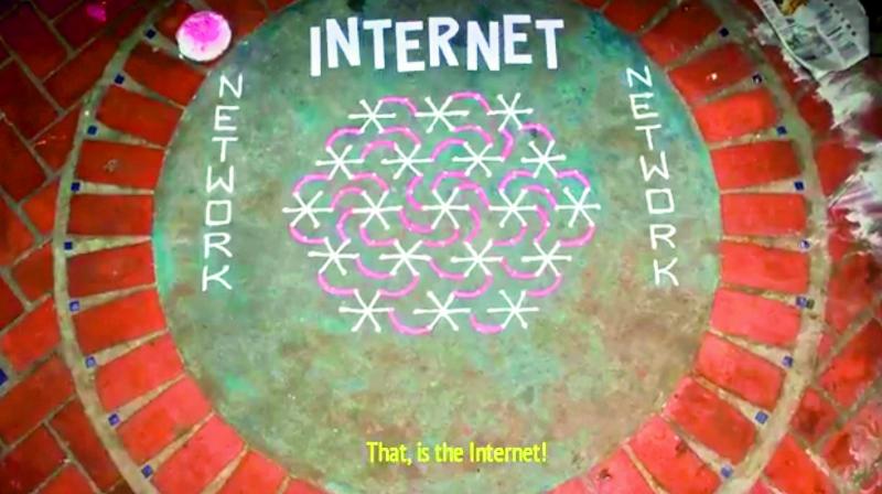 A lawyer tried to explain Internet with dots of Rangoli as landline phones or nodes, and lines joining the dots becoming connections.