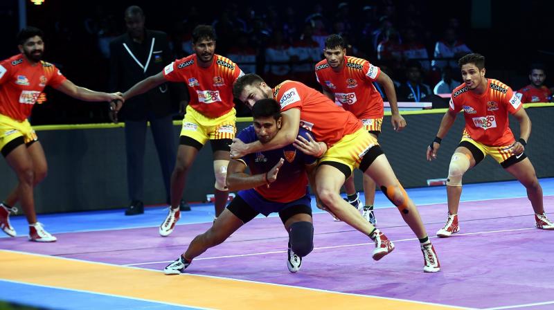 Dabang Delhi KC were struggling to come to terms with Gujarat in the opening exchanges. (Photo: PTI)