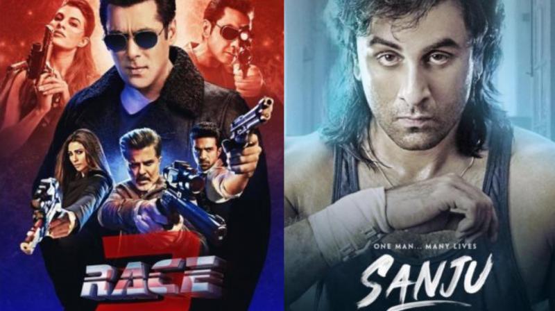 Posters of Race 3 and Sanju.