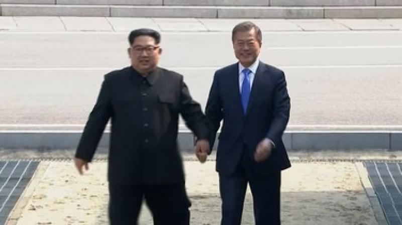 The leaders of North and South Korea held a historic meeting along their border on Friday, vowing to pursue a peace treaty and the complete denuclearisation of their divided peninsula. (Photo: AP)