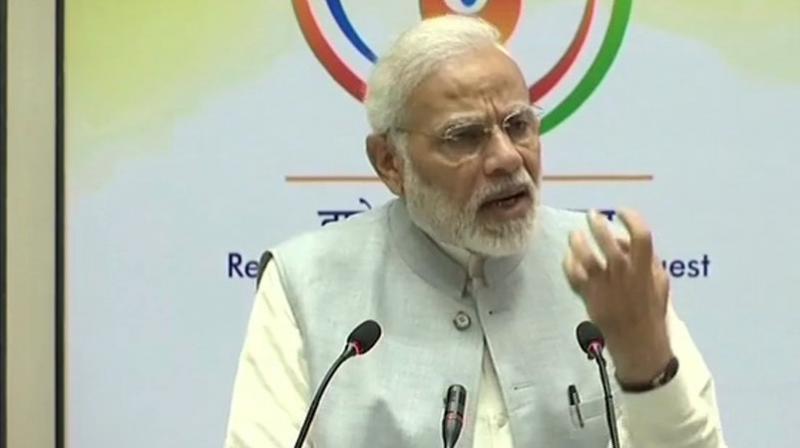 PM Modi was addressing the inaugural ceremony of \Conference on Academic Leadership on Education for Resurgence\ organised by the HRD Ministry. (Photo: ANI | Twitter)