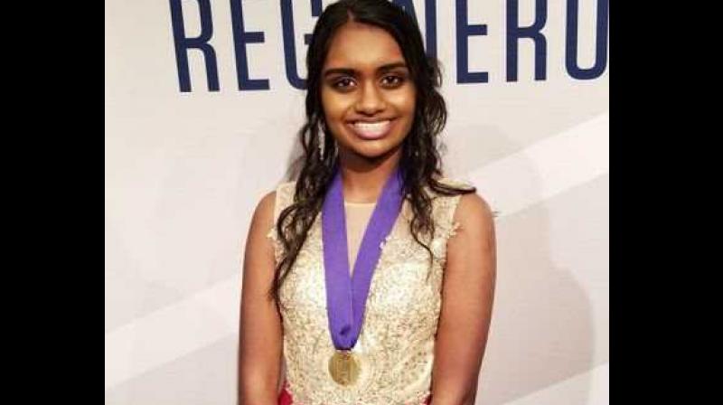 Kavya Kopparapu (in pic), 18, from Virginia and Rahul Subramaniam, 17, from Connecticut were recipients of USD 50,000 each as 2018 Davidson Fellows laureates. (Photo: Twitter | @KavyaKopparapu)