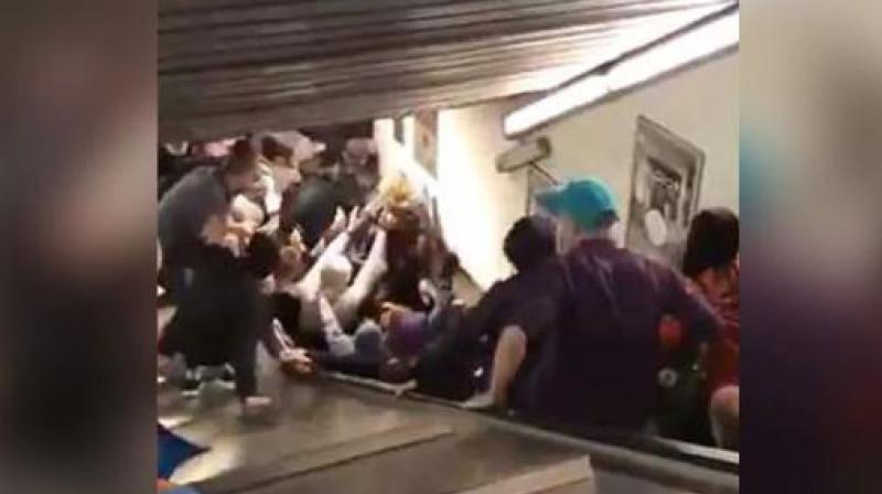 A video of the drama shows the descending escalator at Repubblica station suddenly and dramatically pick up speed with dozens of people on it, many screaming as they piled on top of one another at the foot of the moving stairway. (Photo: Screengrab | Twitter @Paulie G)