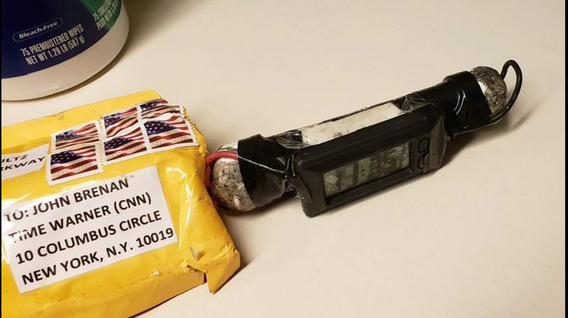 This image obtained Wednesday, Oct. 24, 2018, and provided by ABC News shows a package addressed to former CIA head John Brennan and an explosive device that was sent to CNNs New York office. (Photo | AP)