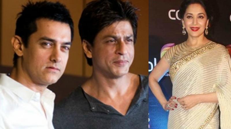 Shah Rukh Khan, Aamir Khan and Madhuri Dixit
