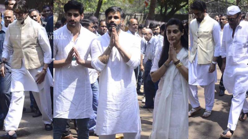 Bollywood stars pay respects to Suniel Shettys father at funeral