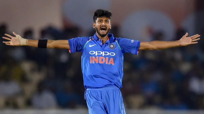 \I had more responsibility today as I was bowling with the new ball. I enjoy the responsibility a lot. When I was young, I always dreamt of playing for India and now I have achieved that. If I feel pressure now I cant perform to my potential,\ Khaleel Ahmed said. (Photo: PTI)