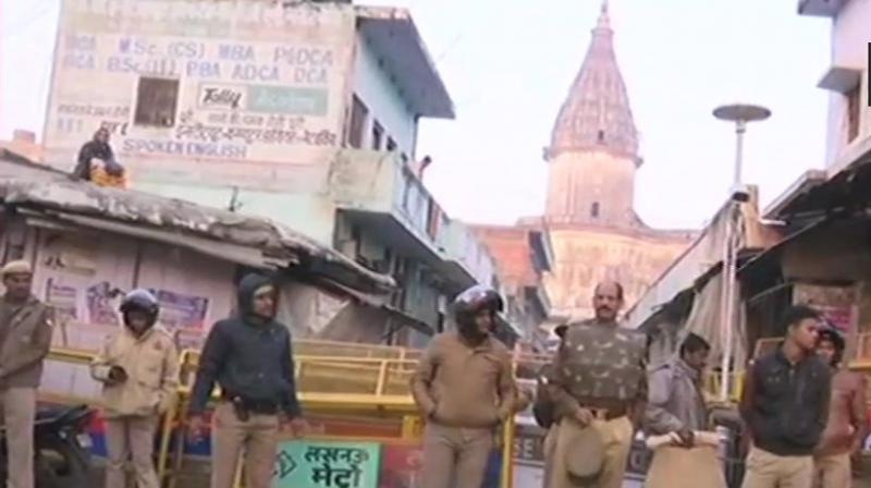 A large contingent of the police force has been deployed in Ayodhya.  (Photo: ANI | Twitter)