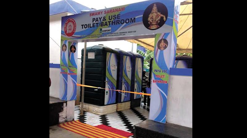 Portable toilets installed at Ernakulam South railway station. (Photo: DC)