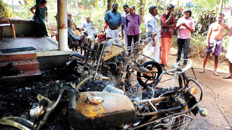 Remains of the bikes gutted in fire. 	(Photo:  DC)