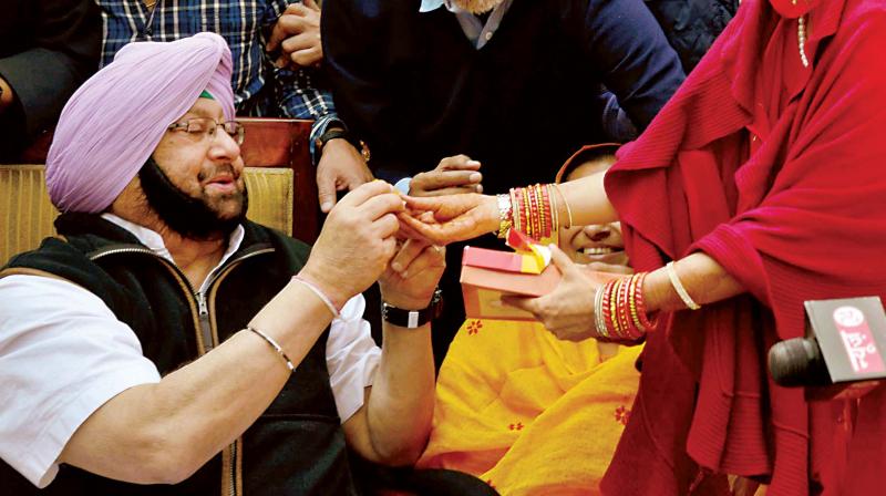Captain Amarinder Singh after winning majority in Punjab assembly elections.