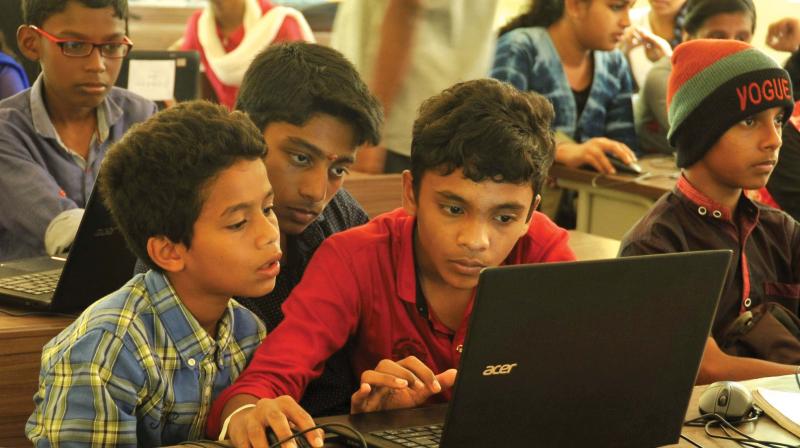 Students actively participating in an animation class conducted as part of Kuttikkootam on Monday. (Photo: DC)