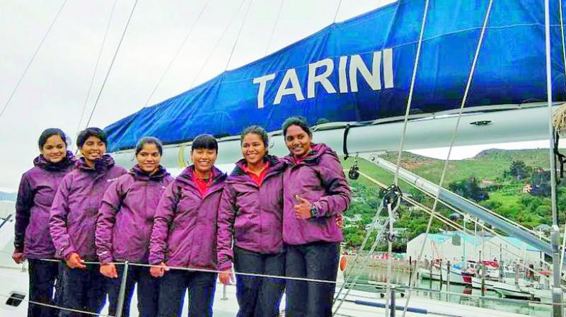 Indian Naval Sailing Vessel (INSV) Tarini left for Cape Town on Wednesday for the final leg of circumnavigation passage through Goa.