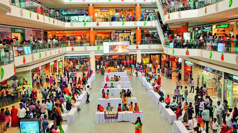 Inter students thronged malls in Vijayawada on Wednesday after writing their board exams. (Photo: DC)