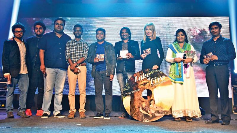The music team at the audio launch of Hollywood film Lake of Fire.