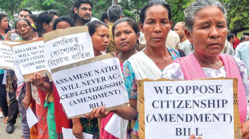 Women protest against the Citizenship (Amendment) Bill in Assam.