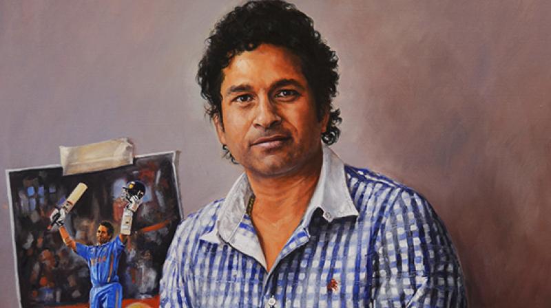 Sachins portrait was prepared by famous artist Dave Thomas. (Photo: Deccan Chronicle)