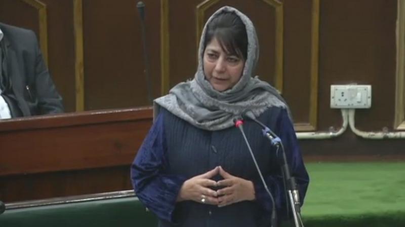Speaking in the state Assembly, J&K CM Mehbooba Mufti once again appealed to India and Pakistan to resume dialogue so that the ongoing bloodshed in Jammu and Kashmir comes to an end. (Photo: ANI)