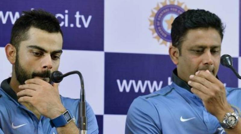 It was earlier reported that Team India head coach Anil Kumble and skipper Virat Kohli were not on the same page over team selection during the third India versus Australia Test in Ranchi. (Photo: AFP)
