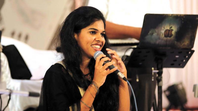 Nimisha Salim during her performance in Kozhikode on Tuesday. 	(Photo: DC)