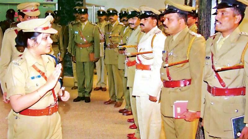 File photo of DIG (Prisons) D. Roopa with other officers.
