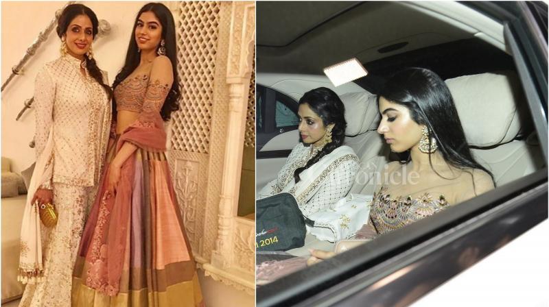 Sridevi and her daughter Khushi look regal as they step out for Diwali bash