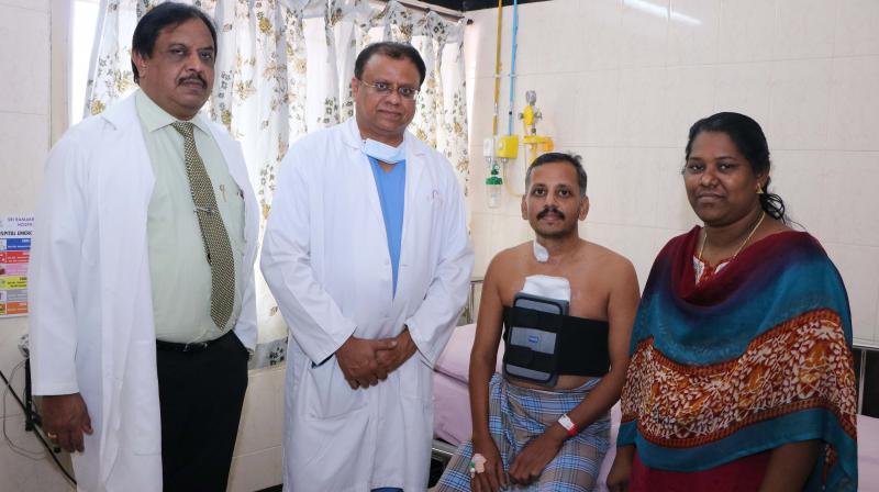 The 39-year old patient of Jehovahs Witnesses who recently underwent the off-pump coronary artery bypass grafting (CABG) procedure with the team of doctors at Sri Ramakrishna Hospital. (Image DC)