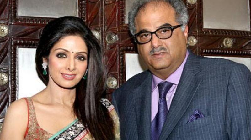 Sridevi and Boney Kapoor get snapped.