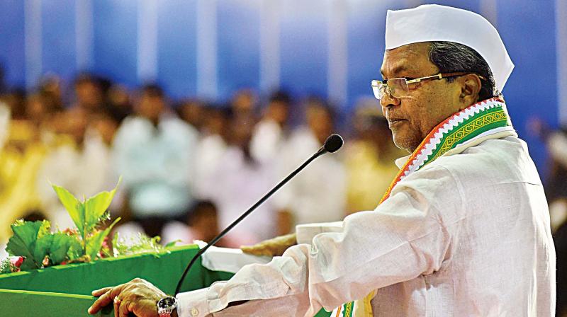 Chief Minister Siddaramaiah at the foundation day celebrations of the Congress party in Bengaluru on Wednesday.