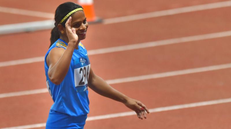 The 22-year-old from Odisha was taking part in her first Asian Games. She was suspended by the IAAF in 2014 under its hyperandrogenism policy but she filed an appealed before the Court of Arbitration for Sports and won it. (Photo: PTI)