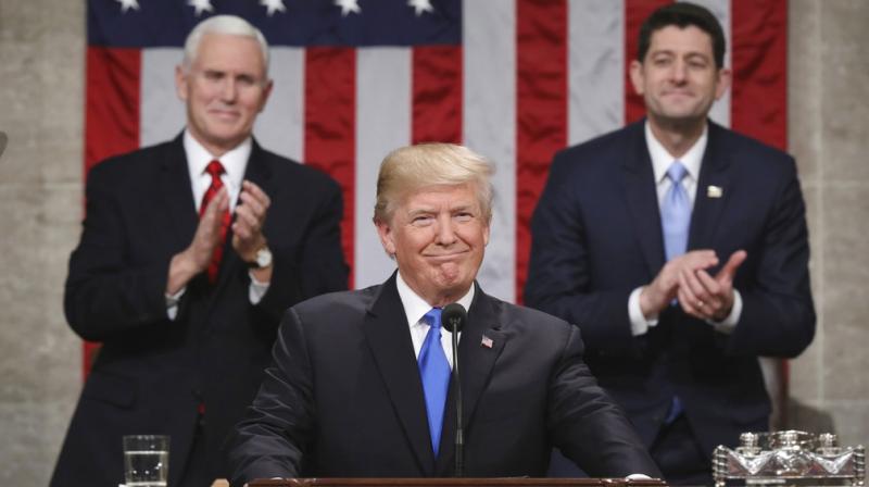 US President Donald Trump delivering his maiden State Of The Union address, an annual message presented by the US President to a joint session of the congress.  (Photo: AP)