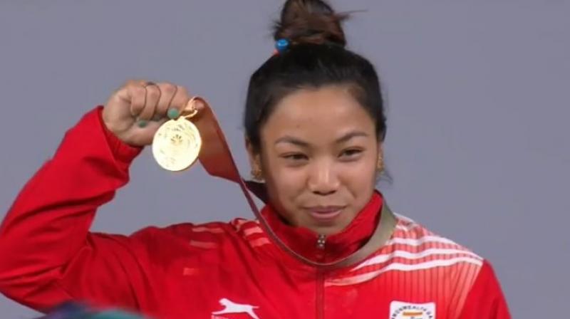 Mirabai Chanu broke Commonwealth Games record 3 times in 6 minutes. (Photo:Twitter / IOA)