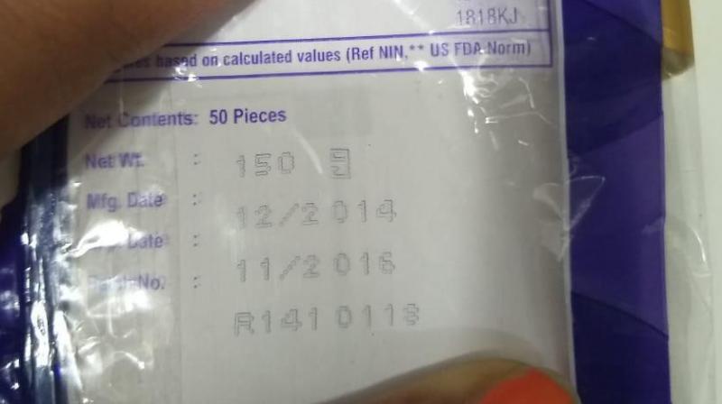 The picture on left shows the date expired packet.