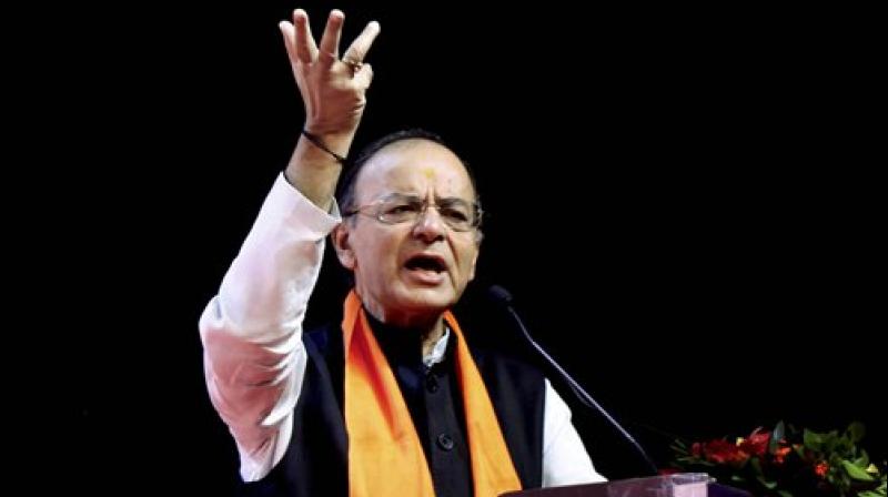 Union Finance Minister Arun Jaitley addresses Gujarat BJP Working Committee Meeting in Ahmedabad on Tuesday. (Photo: PTI)