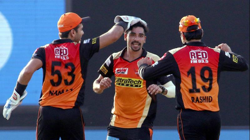 Mohammed Siraj (4/32) and Afghan wonder kid Rashid Khan (3/34) starred as Sunrisers Hyderabad defeated Gujarat Lions to secure a place in the playoffs. (Photo: PTI)