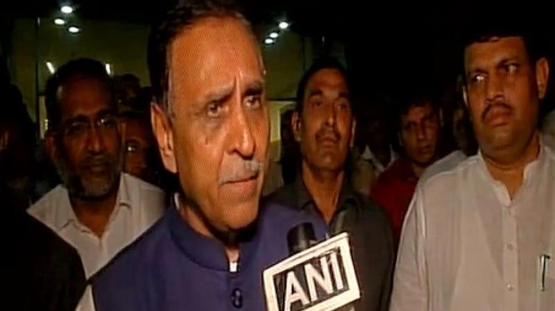 Gujarat Chief Minister Vijay Rupani on Wednesday also refuted reports that the BJP used power and money to defeat Ahmed Patel. (Photo: ANI)