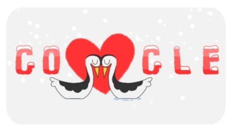 Googles Valentines Day doodle. (Photo: Google)