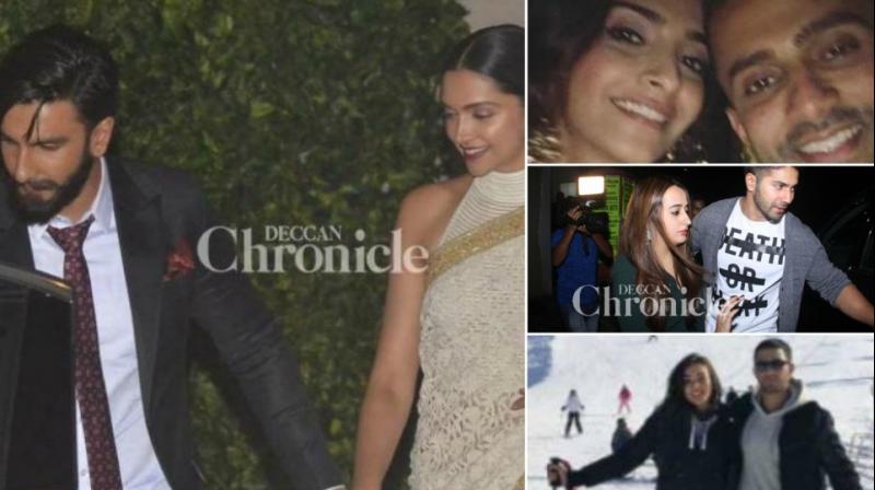 Ranveer Singh with Deepika Padukone, Sonam Kapoor with Anand Ahuja, Varun Dhawan with Natasha Dala, Amy Jackson with her boyfriend.
