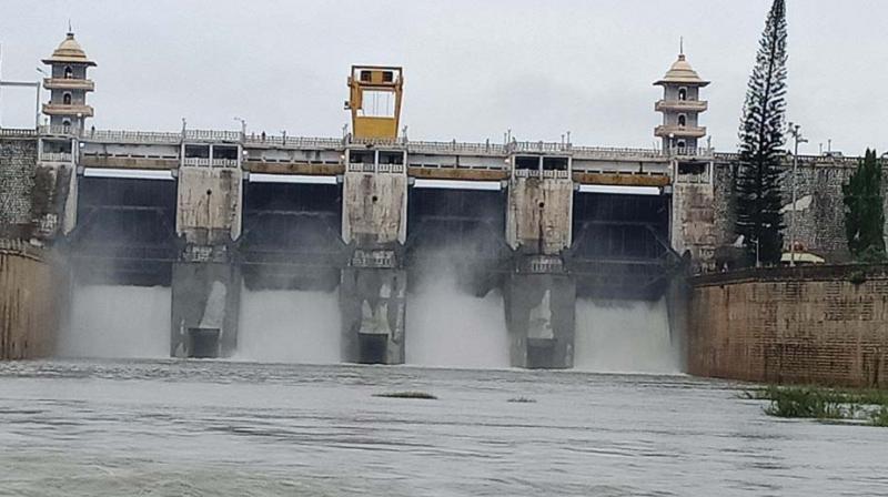 5000 cusecs water being released from Kabini Dam in HD Kote taluk in Mysuru Dist on Thursday after inflow increased due to good rains  (Image: KPN)