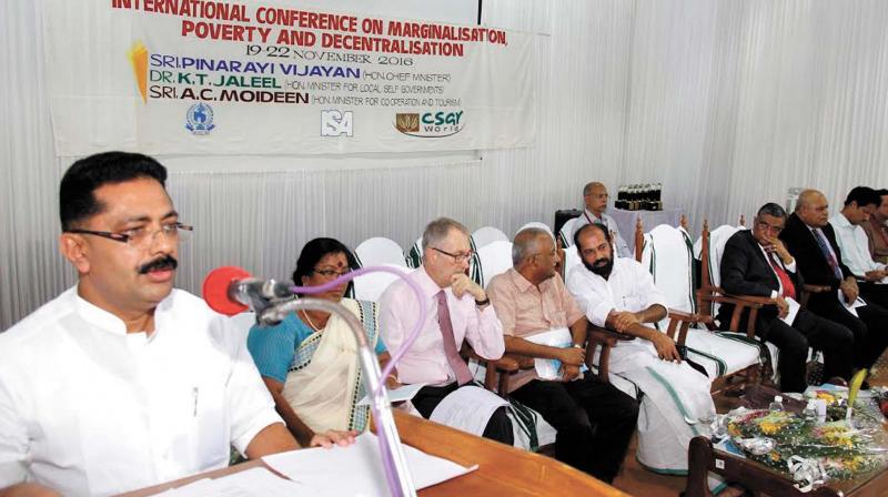Local Self Governance minister K T Jaleel speaking after inaugurating the international conference at Kerala Institute for Local Administration (KILA) on Saturday. (Photo: DC)