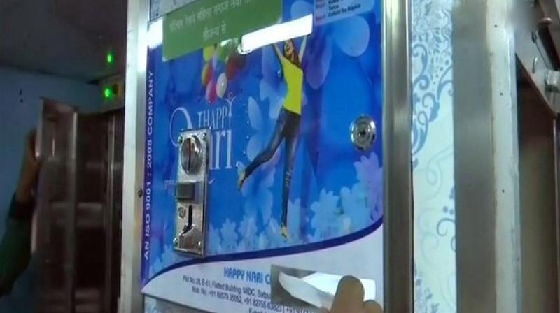 This is the first train in India in which a sanitary pad dispensation machine has been installed. (Photo: ANI)