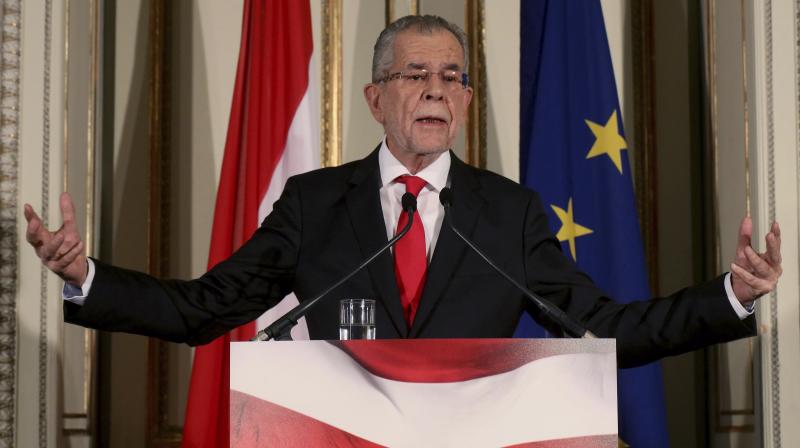 Austrian President elect Alexander Van der Bellen, a former leading member of the Greens Party, delivers a press statement after Sundays presidential election in Vienna, Austria. (Photo: AP)