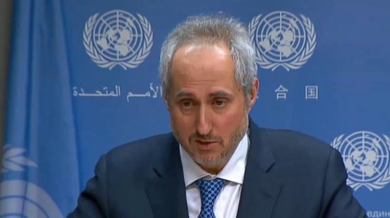 Amid tensions between India and Pakistan over the death sentence, Dujarric reiterated the need for the two nations to engage in dialogue. (Photo: YouTube videograb)