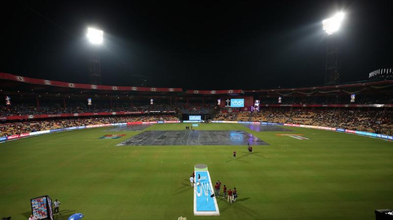The covers never came off at the Chinnaswami Stadium due to incessant rainfall. (Photo: IPL/ Twitter)