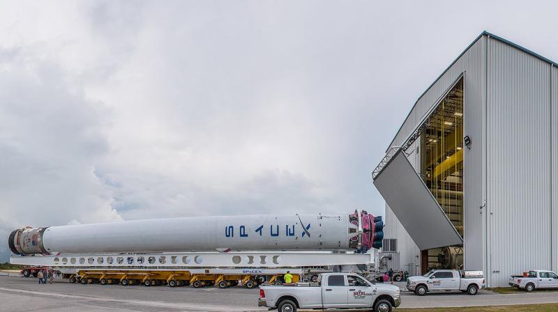 Hours after CRS-11 lifted off, this flight-proven booster rolled into the hangar at 39A; targeting June 17 launch of BulgariaSat-1. (Photo: SpaceX/Twitter)