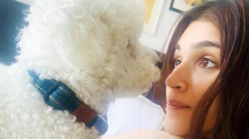 Kriti Sanon with her pet dog Disco.