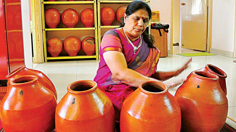 Sukkanya Ramgopal with her ghatams. (Photo: DC)