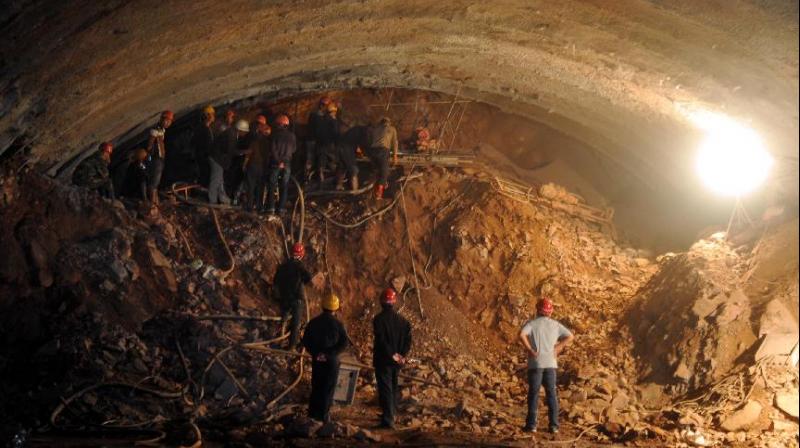 The blast occurred after gas filled the tunnel, which was being bored in the province of Guizhou (Photo: AP)