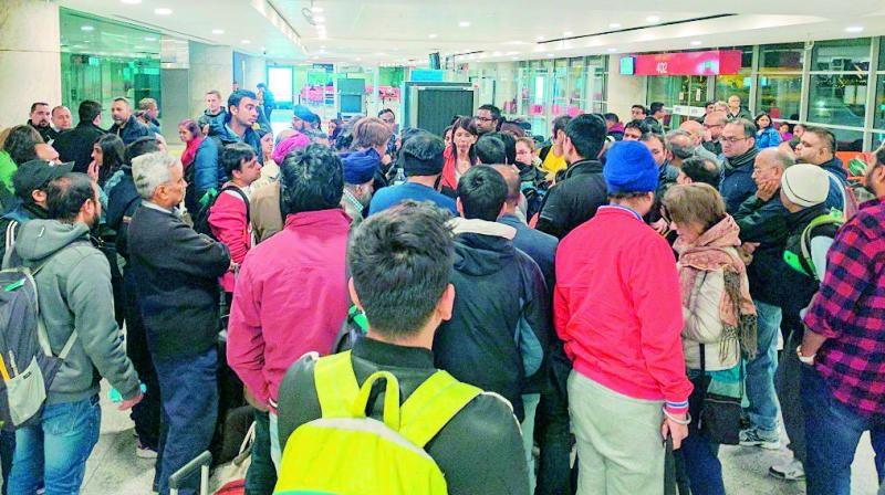 Air India flight passengers stuck at Ankara airport in Turkey.